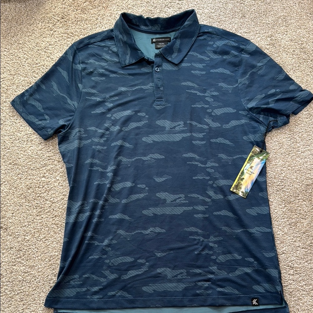 Kyodan Golf Blue Polo Shirt with Camouflage Pattern